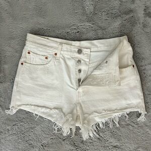 White Denim Original Levi 501 shorts